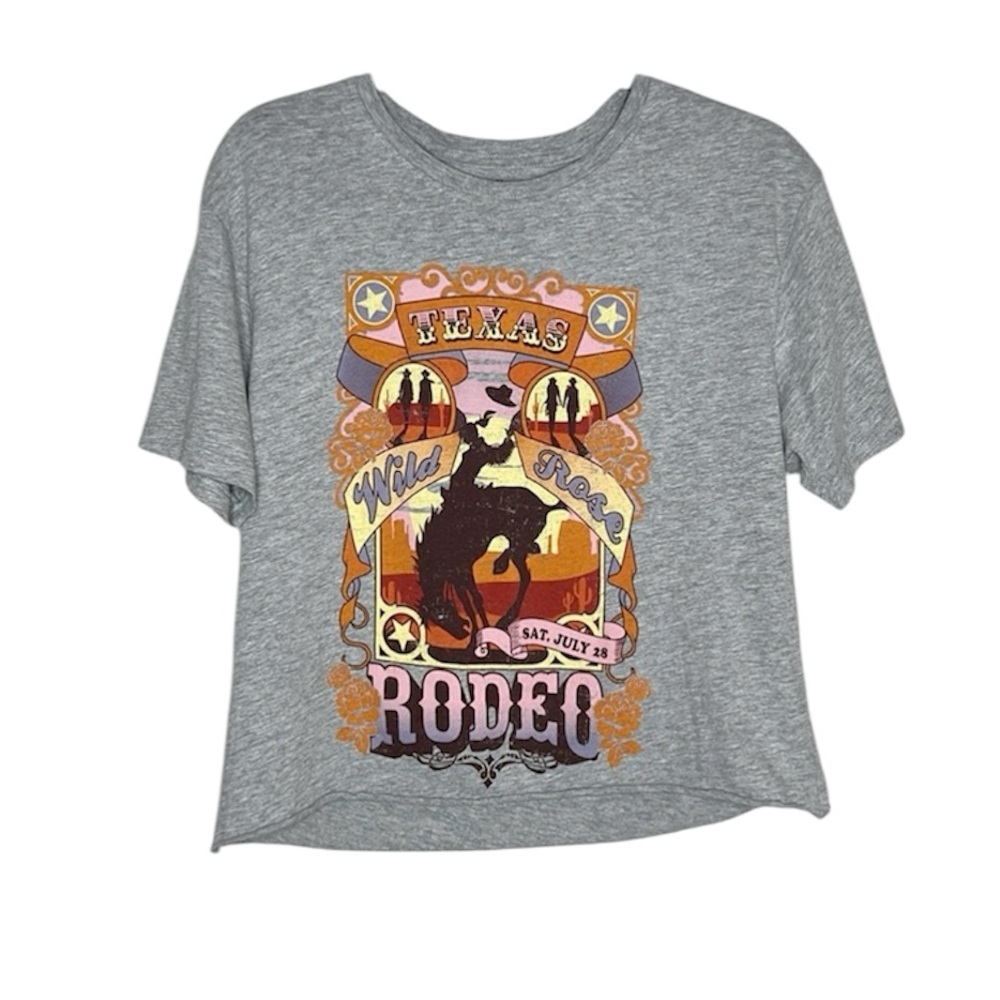Texas Wild Rose Cowgirl Rodeo graphic print cropped top size medium
